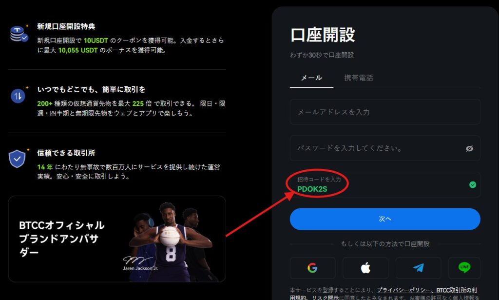 BTCC紹介コード「P2O58A」の使い方
